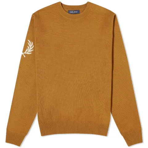 Intarsia Laurel Wreath Crew Neck Knit