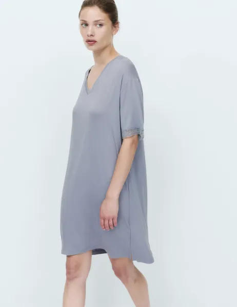 Marks & Spencer Lace Detail Mini Nightdress Dark Blue