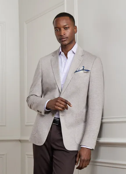 Lightweight Cotton-Linen Pique Blazer