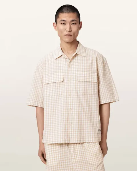 AllSaints Rockland Oversized Short Sleeve Check Shirt