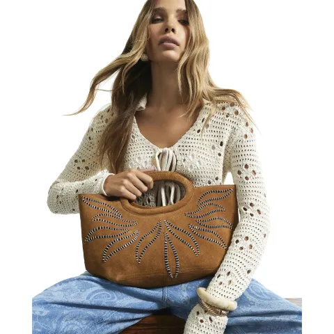 River Island Suede Embroidered Clutch Bag