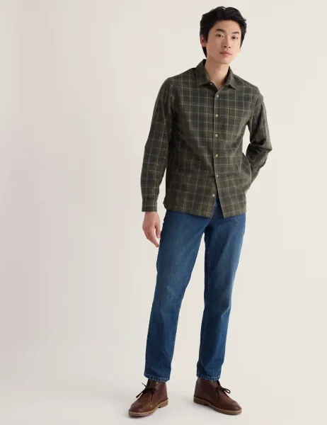 Seasalt Cornwall Relaxed Fit Corduroy Checked Shirt Green Mix