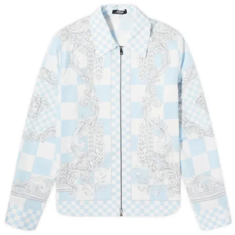 Checkerboard Medusa Print Zip Blouson