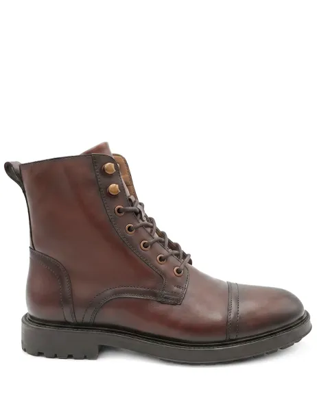 Wide Fit Leather Casual Boots Dark Brown