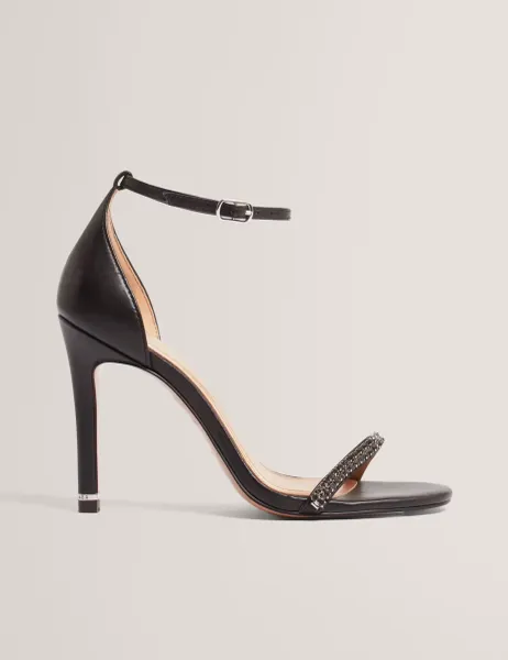 Ted Baker Leather Ankle Strap Stiletto Heel Sandals Black