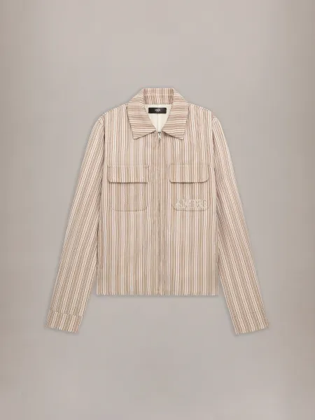 STRIPED BLOUSON - Alabaster