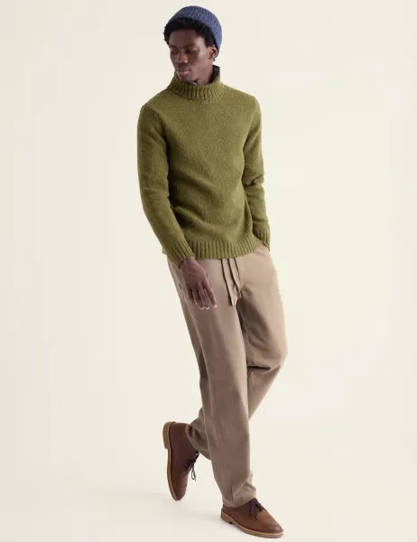 Seasalt Cornwall Merino Wool Rich Flecked Roll Neck Jumper Green