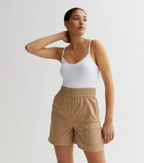 New Look Women's Stone Parachute Cargo Shorts