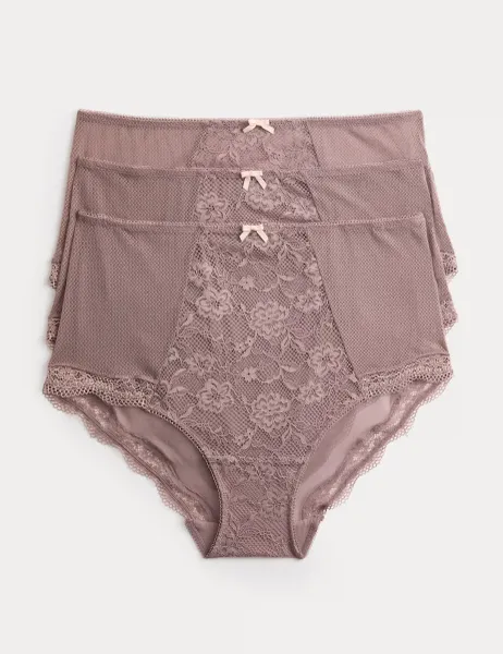 Marks & Spencer 3pk Jasmine Lace Full Briefs Praline