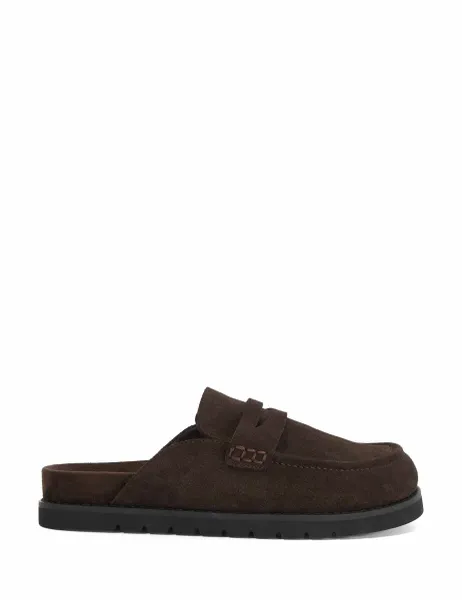 Dune London Suede Flat Mules Brown