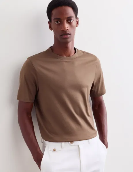 Jaeger Pure Cotton T-Shirt Medium Brown