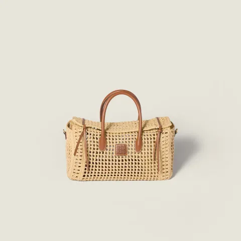 Raffia top-handle bag