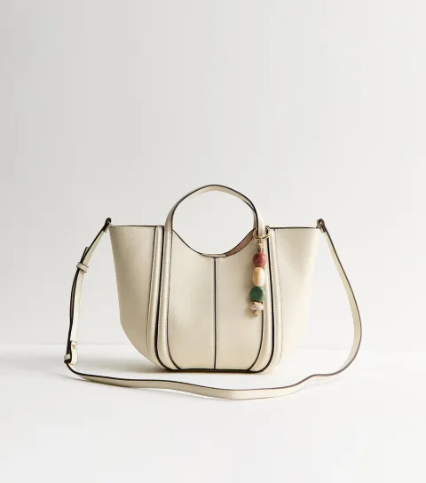 White Faux Leather Scoop Top Mini Tote Bag Vegan
