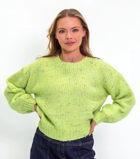 Women's Light Yellow Speckled Chunky Knit Jumper