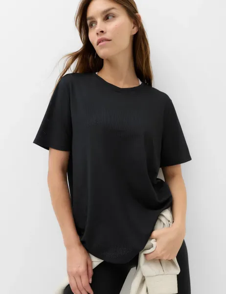 Goodmove Round Neck Mesh Relaxed T-shirt Black