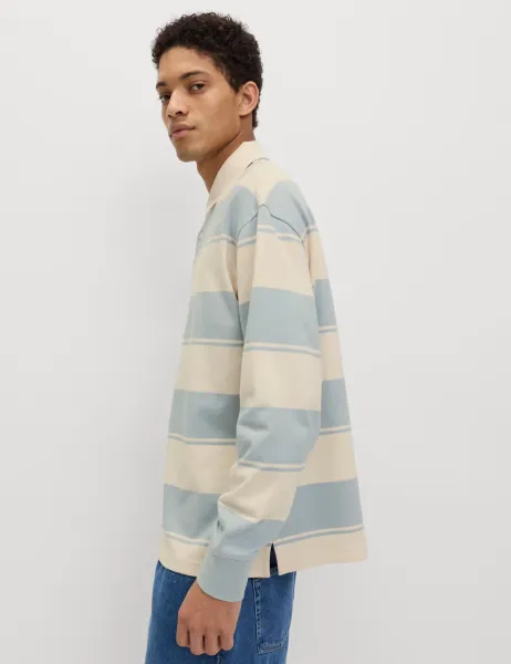 Marks & Spencer Pure Cotton Striped Rugby Shirt Soft Blue