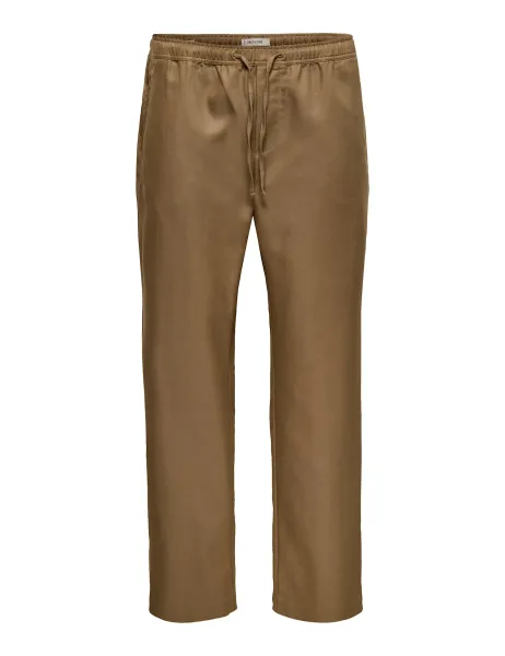 Only & Sons Loose Fit Twill Trousers Brown