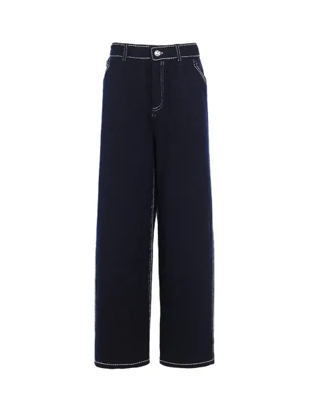 cashmere cotton denim trousers Navy