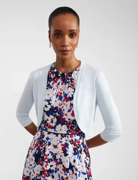 Hobbs Modal Blend Cropped Cardigan Bright Blue