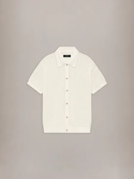 CROCHET MESH SHIRT - Ivory