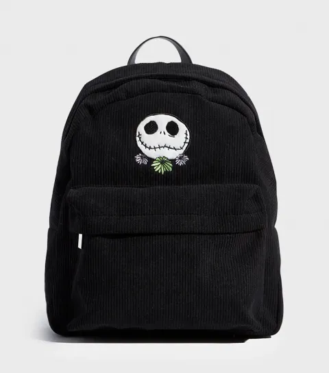 Black Nightmare Before Christmas Embroidered Corduroy Backpack