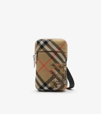 Check Phone Bag in Sand beige - Men, Technical