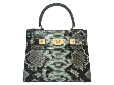 Maya Midi Pythonskin Handbag - Celadon