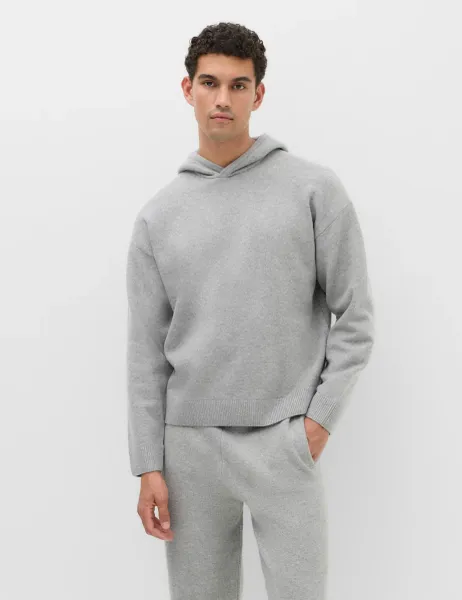 Marks & Spencer Relaxed Fit Knitted Hoodie Grey