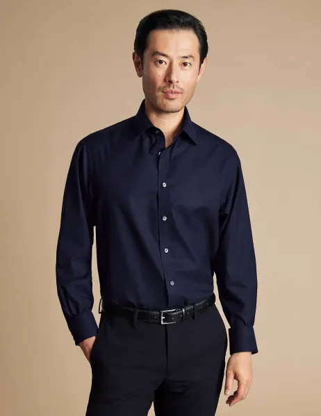 Charles Tyrwhitt Regular Fit Non Iron Pure Cotton Twill Shirt Navy