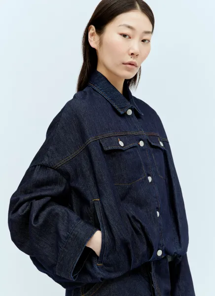 Gathered Hem Denim Jacket
