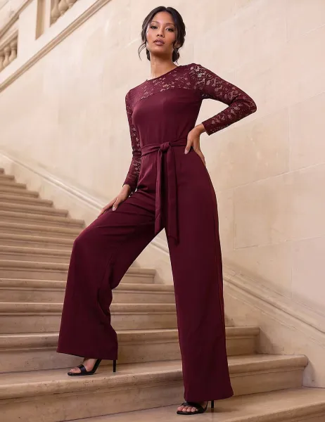 Roman Petite Lace 3/4 Sleeve Jumpsuit