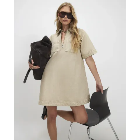 River Island Denim Zip Front Dress