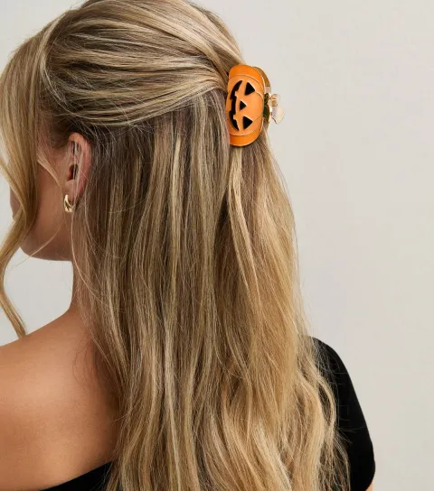 New Look Orange Enamel Pumpkin Hair Claw Clip