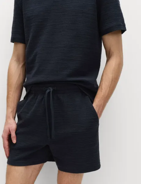 Marks & Spencer Bouclé Cotton Rich Shorts Navy