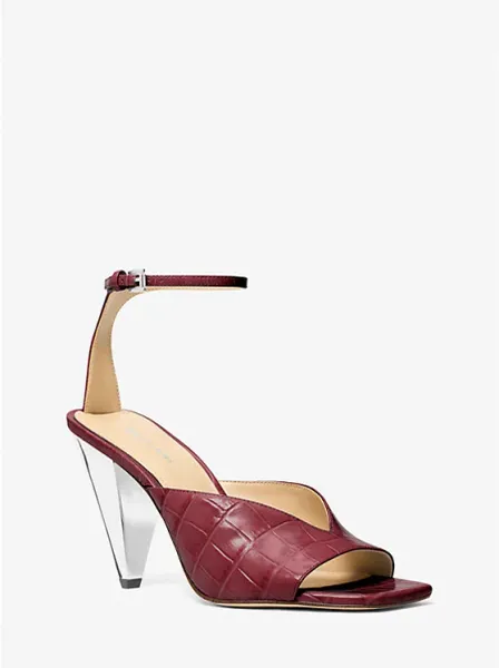 Electra Crocodile Embossed Leather Sandal
