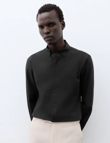 Autograph Slim Fit Cotton Stretch 360 Flex Shirt Black