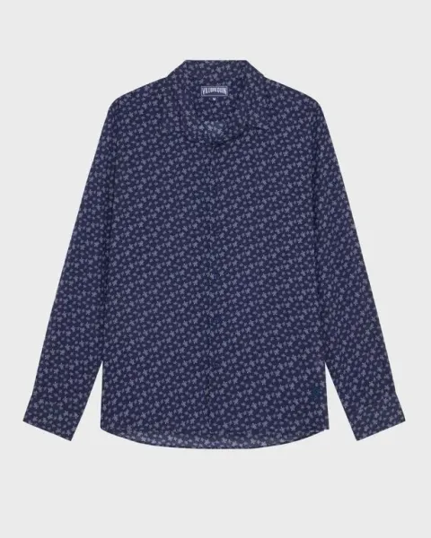 Vilebrequin Men Cotton Voile Shirt Micro Ronde Des Tortues