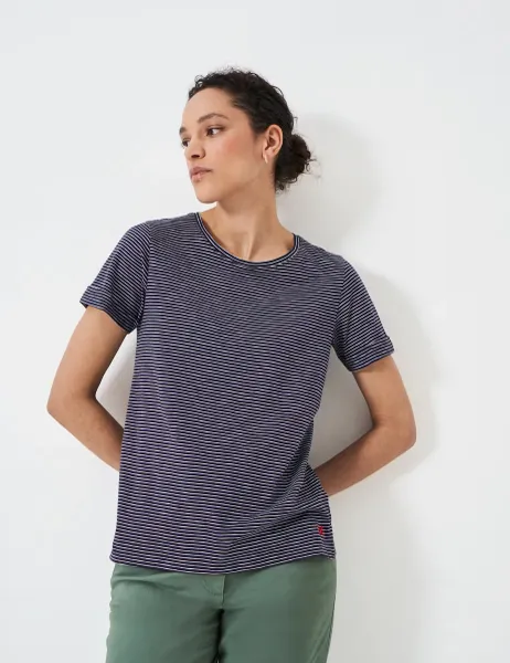 Pure Cotton Striped T-Shirt Navy Mix
