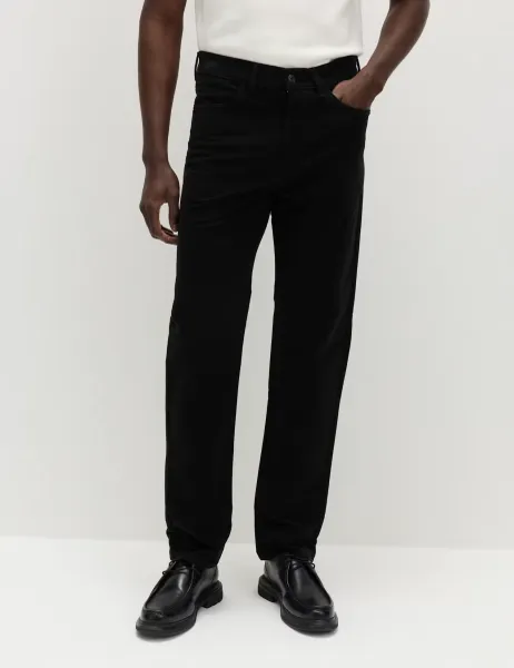 Marks & Spencer Straight Fit Italian Moleskin 5 Pocket Trousers Black