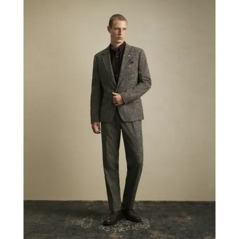 River Island Slim Fit Textured Suit Trousers