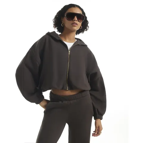River Island Long Sleeve Bubble Hem Hoodie