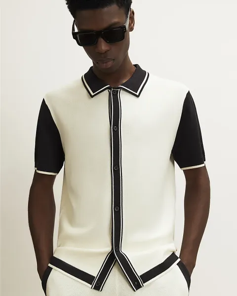 River Island Colour Block Short Sleeve Knit Shirt