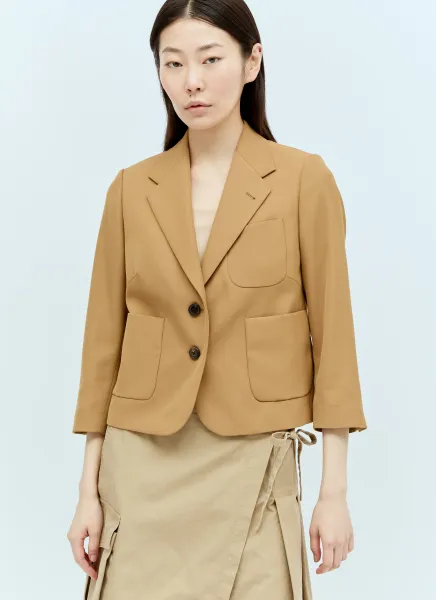 Cropped Twill Blazer
