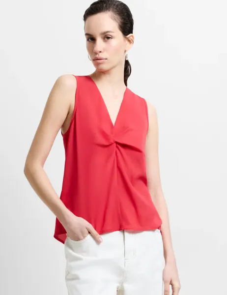 French Connection V-Neck Twist Front Top Red