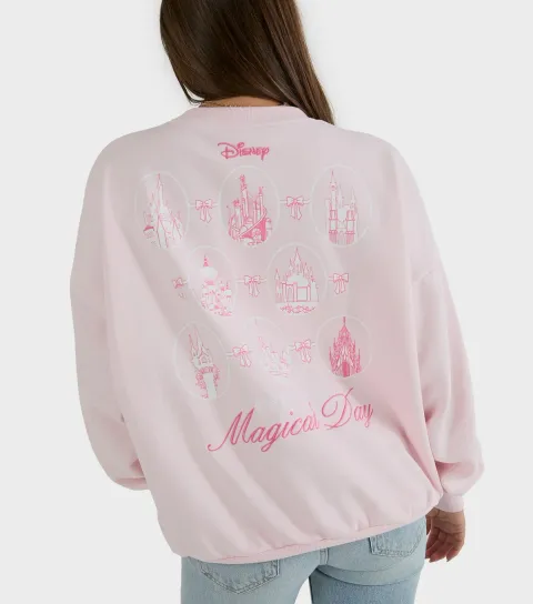 Women's Pink Disney Castle Oversized Sweatshirt
