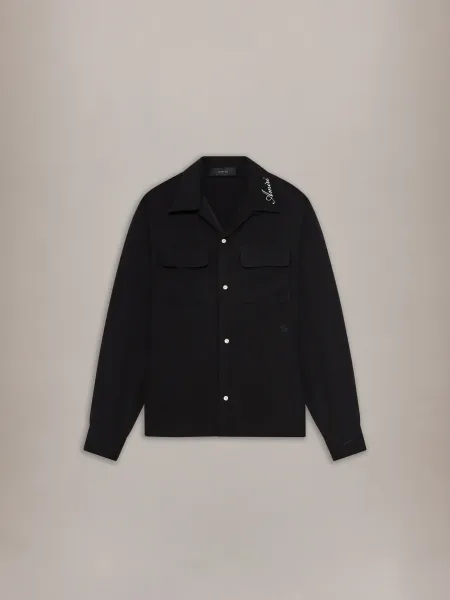 ROUND POCKET DRESS SHIRT - Black