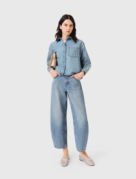 Denim shirt with logo