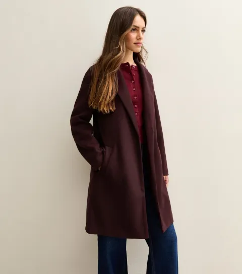 Women's Petite Burgundy Unlined Tailored Coat