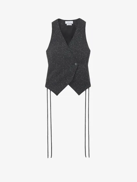 Flecked Pinstripe Corset Laced Waistcoat