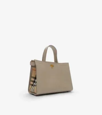 Small Check Cotswolds Tote in Mushroom beige - Women, Leather